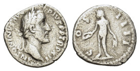 Antoninus Pius (138-161). AR Denarius (18mm, 2.60g). Rome, 148-9. Laureate head r. R/ Genius standing l., holding patera and two grain ears. RIC III 1...