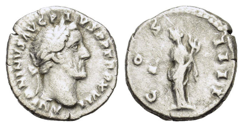 Antoninus Pius (138-161). AR Denarius (17mm, 2.90g). Rome, AD 154. Laureate head...