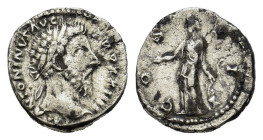 Marcus Aurelius (161-180). AR Denarius (18mm, 3.40g). Rome, AD 170. Laureate head r. R/ Diana standing l., holding arrow and bow. RIC III 212; RSC 130...