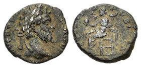 Septimius Severus (193-211). AR Denarius (17mm, 3.10g). Rome, AD 194. Laureate head r. R/ Securitas seated l., holding globe in r. hand. RIC IV 56; RS...