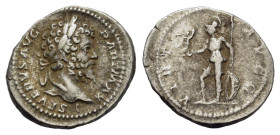 Septimius Severus (193-211). AR Denarius (20mm, 3.30g). Rome, c. 200-1. Laureate head r. R/ Virtus standing l., holding Victory, spear, and shield. RI...