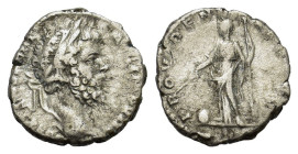 Septimius Severus (193-211). AR Denarius (17mm, 3.30g). Laodicea, 196-7. Laureate head r. R/ Providentia standing l., holding wand over globe and scep...