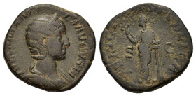 Julia Mamaea (Augusta, 222-235). Æ Sestertius (29.5mm, 18.20g). Rome, AD 228. Draped bust r., wearing stephane. R/ Felicitas standing l., legs crossed...