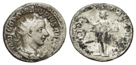 Gordian III (238-244). AR Antoninianus (21mm, 4.30g). Rome, 241-3. Radiate, draped and cuirassed bust r. R/ Sol standing facing, head l., extending ar...