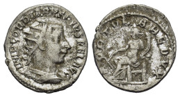 Gordian III (238-244). AR Antoninianus (21mm, 3.50g). Antioch, AD 243. Radiate, draped and cuirassed bust r., seen from behind. R/ Fortuna seated l., ...