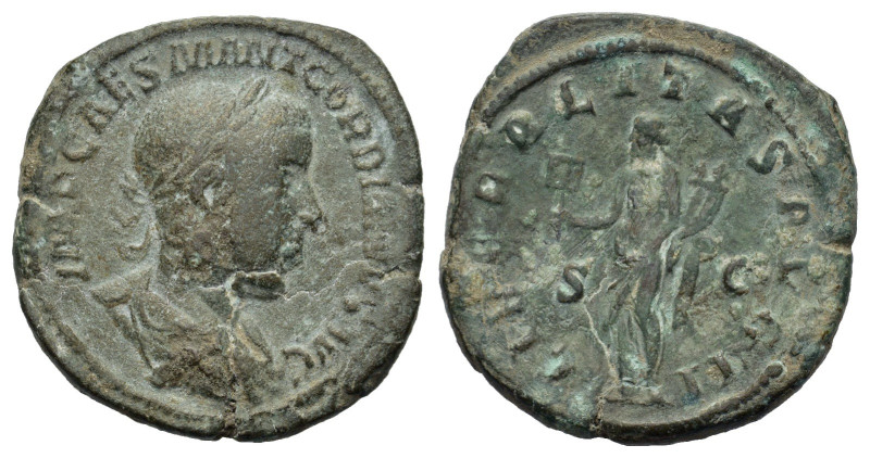 Gordian III (238-244). Æ Sestertius (31mm, 19.75g). Rome, AD 239. Laureate, drap...