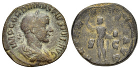 Gordian III (238-244). Æ Sestertius (29.5mm, 13.50g). Rome, 240-3. Laureate, draped and cuirassed bust r. R/ Sol standing, raising r. hand and holding...