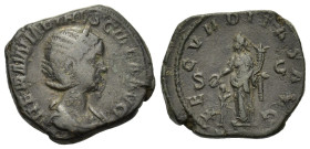 Herennia Etruscilla (Augusta, 249-251). Æ Sestertius (30mm, 17.30g). Rome, early AD 251. Draped bust r., wearing stephane. R/ Fecunditas standing l., ...