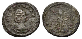 Salonina (Augusta, 254-268). Antoninianus (22mm, 4.00g). Antioch, 266-7. Diademed and draped bust r., set on crescent. R/ Salus standing r., feeding s...