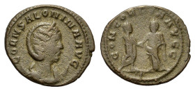 Salonina (Augusta, 254-268). AR Antoninianus (22mm, 3.10g). Samosata, 256-260. Draped bust r., wearing stephane, set on crescent. R/ Gallienus and Sal...