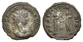 Aurelian (270-275). Radiate (23mm, 3.40g). Antioch, 272-3. Radiate and cuirassed bust r. R/ Victory standing r., presenting wreath to emperor standing...