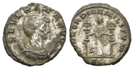 Severina (Augusta, 270-275). Antoninianus (21mm, 4.00g). Antioch, AD 275. Draped bust r., wearing stephane and set on crescent. R/ Fides standing faci...