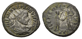 Probus (276-282). Radiate (23mm, 3.80g). Cyzicus, AD 276. Radiate, draped and cuirassed bust r. R/ Emperor standing r., holding eagle-tipped sceptre, ...