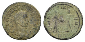 Probus (276-282). Radiate (22mm, 3.80g). Antioch, AD 280. Radiate, draped and cuirassed bust r. R/ Emperor standing r., holding sceptre, receiving Vic...