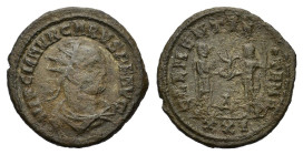 Carus (282-283). Radiate (22mm, 3.90g). Siscia, AD 282. Radiate, draped and cuirassed bust r. R/ Emperor standing r., holding parazonium, receiving Vi...