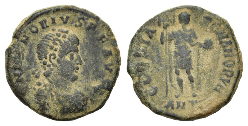 Honorius (393-423). Æ (22mm, 6.00g). Antioch, 392-5. Diademed, draped and cuiras...