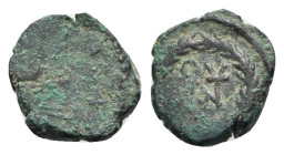 Anastasius I (491-518). Æ Nummus (10mm, 0.96g, 6h). Constantinople, 491-498. Diademed, draped and cuirassed bust r. R/ Monogram of Anastasius. MIBE 40...