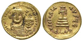 Heraclius and Heraclius Constantine (610-641). AV Solidus (20.5mm, 4.37g, 6h). Constantinople, 613-616. Crowned and draped busts of Heraclius and Hera...