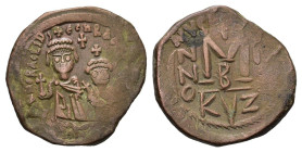 Heraclius and Heraclius Constantine (610-641). Æ 40 Nummi (29.5mm, 11.60g). Cyzicus. Heraclius and Heraclius Constantine standing facing, each wearing...