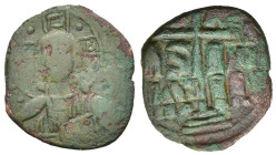 Anonymous, time of Romanus III (1028-1034). Æ 40 Nummi (26mm, 7.00g). Constantinople. Bust of Christ facing, holding Gospels. R/ Legend in three lines...