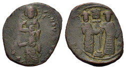 Constantine X and Eudocia (1059-1067). Æ 40 Nummi (26mm, 8.90g). Constantinople. Christ standing facing on footstool. R/ Constantine and Eudocia stand...
