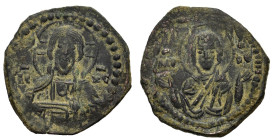 Anonymous, time of Romanus IV (1068-1071). Æ 40 Nummi (27mm, 6.14g). Constantinople. Facing bust of Christ Pantokrator. R/ Facing bust of the Theotoko...