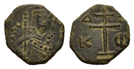 Alexius I (1081-1118). Æ Tetarteron (14mm, 1.28g). Uncertain Greek mint. Crowned bust facing, wearing loros and holding jeweled sceptre and globus cru...