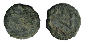 Ostrogoths, Athalaric (526-534). Æ Nummus (9mm, 0.90g). Rome, in the name of Justinian. Diademed, draped and cuirassed bust of Justinian r. R/ Monogra...