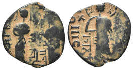 Islamic, Anatolia & al-Jazira (Post-Seljuk). Zangids, Nur al-Din Mahmud (AH 541-569 / AD 1146-1173). Æ Dirham (24mm, 4.13g, 6h). Unnamed (Halab). Two ...
