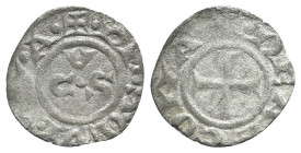 Italy, Ancona, Republic, 13th century. AR Denaro (16mm, 0.40g, 5h). CVS. R/ Cross. Biaggi 33. About VF