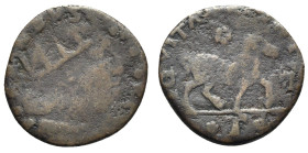 Italy, L'Aquila. Ferdinando I d'Aragona (1458-1494). Æ Cavallo (17mm, 1.88g, 6h). Crowned head r. R/ Horse stepping r.; eagle before, T below. MIR 95....