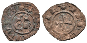 Italy, Sicily, Brindisi or Messina. Corrado II (1254-1258). BI Denaro (17mm, 0.63g, 7h). CR / Cross. Spahr 175. VF