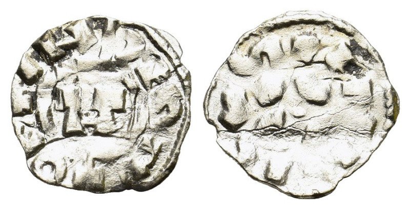 Italy, Lucca. Enrico III, IV or V (1039-1125). AR Denaro (15mm, 0.75g). Monogram...