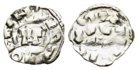 Italy, Lucca. Enrico III, IV or V (1039-1125). AR Denaro (15mm, 0.75g). Monogram. R/ LVCA. Biaggi 1058. Near VF
