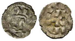 Italy, Lucca. Enrico III, IV or V (1039-1125). BI Denaro (15.5mm, 1.00g). Monogram. R/ LVCA. Biaggi 1058. Near VF