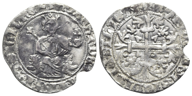 Italy, Napoli. Roberto I d'Angiò (1309-1343). AR Gigliato (27.5mm, 3.75g). King ...