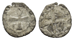 Italy, Papal States. Rome, Senate, 1184-1347. BI Denaro Provisino (14mm, 0.50g). Comb; above, star-S-crescent. R/ Cross. Berman 155. Good Fine