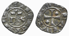 Italy, Sicily, Messina. Corrado I (1250-1254). BI Denaro (16mm, 0.70g). RX. R/ Cross. Spahr 155. VF