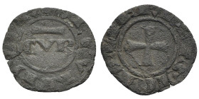 Italy, Sicily, Messina. Corrado II (1254-1258). BI Denaro (15.5mm, 0.68g). CVR / Cross. Spahr 173. Near VF
