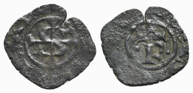 Italy, Sicily, Messina. Manfredi (1258-1266). BI Denaro (17mm, 0.64g, 6h). Large S and cross. R/ Large R. Spahr 199. Near VF