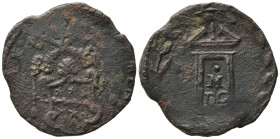 Italy, Papal States. Roma, Clemente VIII (1592-1605). Æ Quattrino (20mm, 2.77g). Papal arms. R/ Holy door. MIR 1457. Good Fine