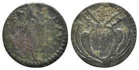 Italy, Ravenna, Benedetto XIV (1740-1758). Æ Quattrino (19mm, 1.61g, 6h). Arms. R/ S. Apollinare. Muntoni 748. Good Fine