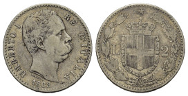 Italy, Umberto I (1878-1900). 2 Lire 1883 (27mm, 9.80g). KM 23. Good Fine