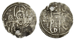 Ottoman Empire, Mahmud I (AH 1143-1168 / AD 1730-175). AR Akçe (16mm, 0.40g). Quastantiniya mint, AH 1143. KM 190; Pere-578. Holed, Fine