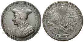 Italy, Milano. Card. George Damboise, Medal 1500 (54mm, 86.15g). Bust l. R/ Sun over the city of Milano. EF