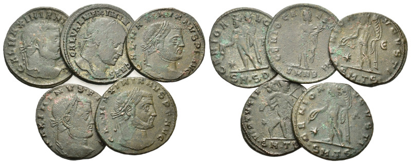 Lot of 5 Roman Imperial Æ Folles, to be catalog. Lot sold as is, no return