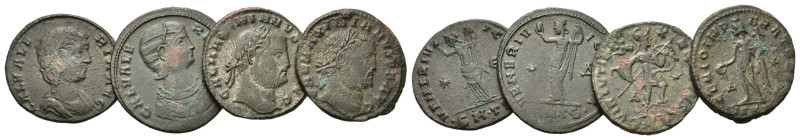 Lot of 4 Roman Imperial Æ Folles, to be catalog. Lot sold as is, no return