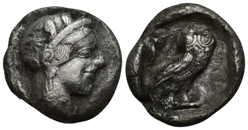 ATTICA Tetradrachm, about 530-500 BC. AR (24mm, 13 g). Head of Athena r., wearin...