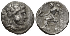 Kingdom of Macedon, Philip III Arrhidaios AR Tetradrachm. (26mm, 16.3 g) In the name and types of Alexander III. Head of Herakles to right, wearing li...