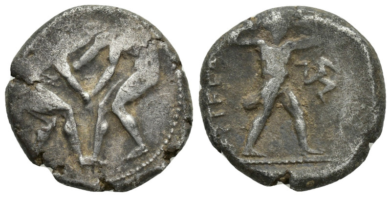 Pamphylia, Aspendos. Silver Stater (22.6mm, 10.7 g), ca. 400-380 BC. Two wrestle...
